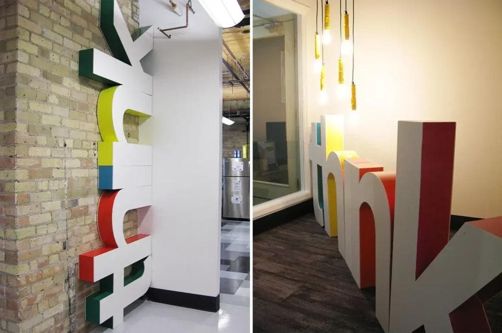 large-scale, bold and high quality installation at the Think Research office