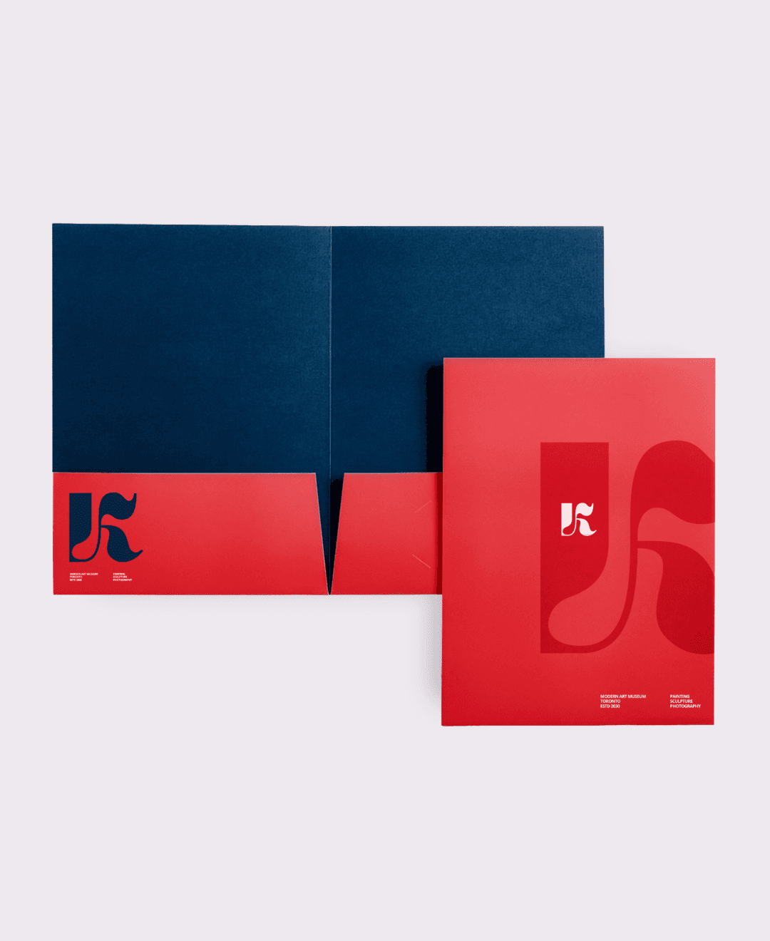 Custom pocket folder with two pockets and business card slot, ideal for presentations and marketing materials.