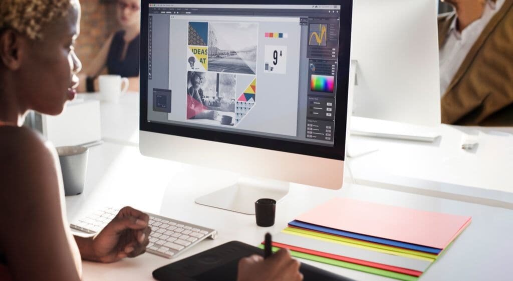 Graphic designer creating thank you cards