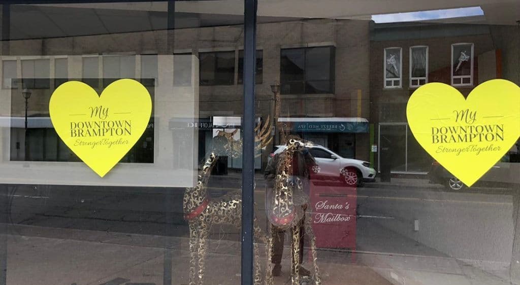 Downtown Brampton Heart Window Signs