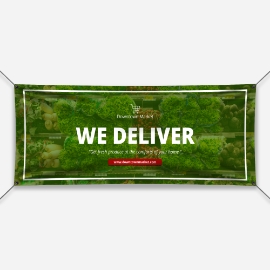 Large hanging banner that promotes grocery delivery