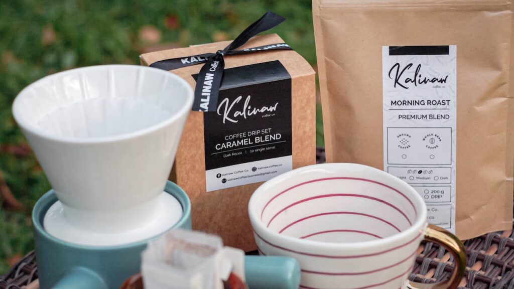 coffee products with custom labels